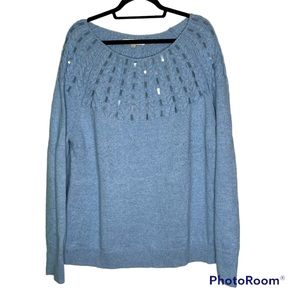 Loft Womens Sweater XXL 2XL Long Sleeve Chunky Knit Cotton Wool Blend Cozy Soft